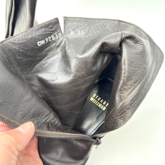 Stuart Weitzman Leather Pointy Toe Heel Boots - Picture 4 of 7